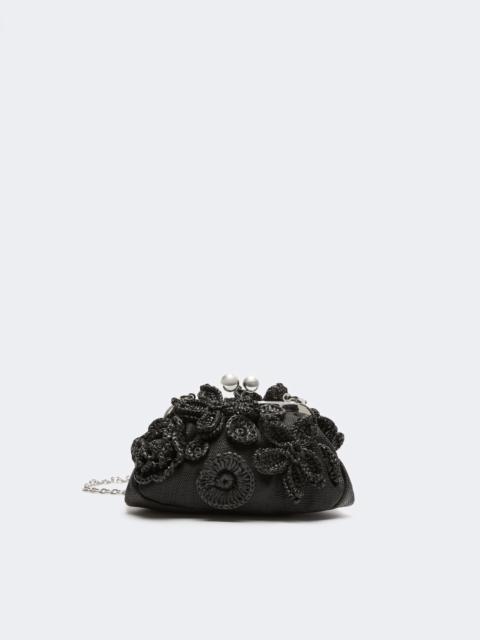 WEEKEND Max Mara Small raffia-effect Pasticcino Bag with flowers - BLACK