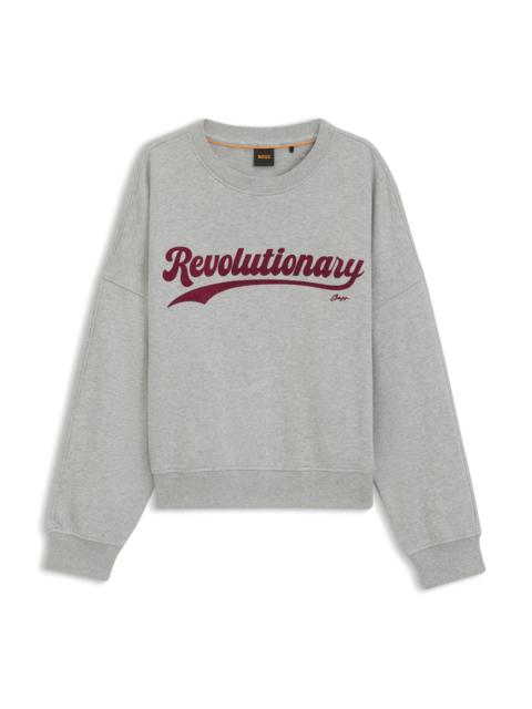 BOSS PEACHED-COTTON SWEATSHIRT WITH CHEST ARTWORK