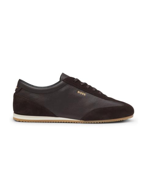 BOSS LEATHER SNEAKERS WITH SUEDE TRIMS