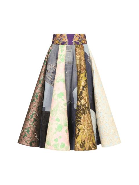 patchwork-print midi skirt