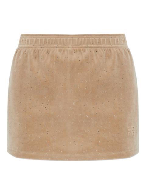 Alexander Wang rhinestone-embellished embossed-logo mini skirt