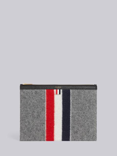 Thom Browne Medium Grey Boiled Wool Stripe Medium Zippered Document Holder