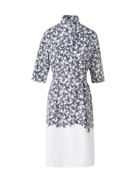 AKRIS Women's Floral Cotton Poplin Shirtdress - Cream Black