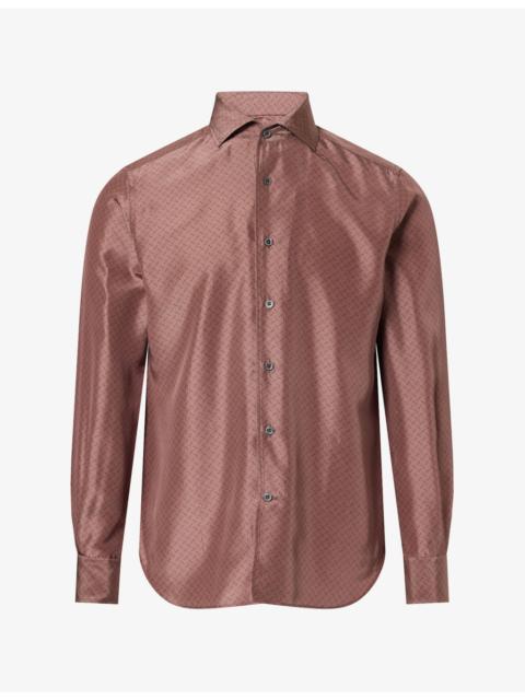 CORNELIANI Printed Long-Sleeve Silk Shirt
