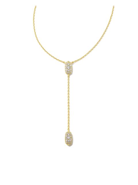 KENDRA SCOTT Grayson Gold Y Necklace in White CZ