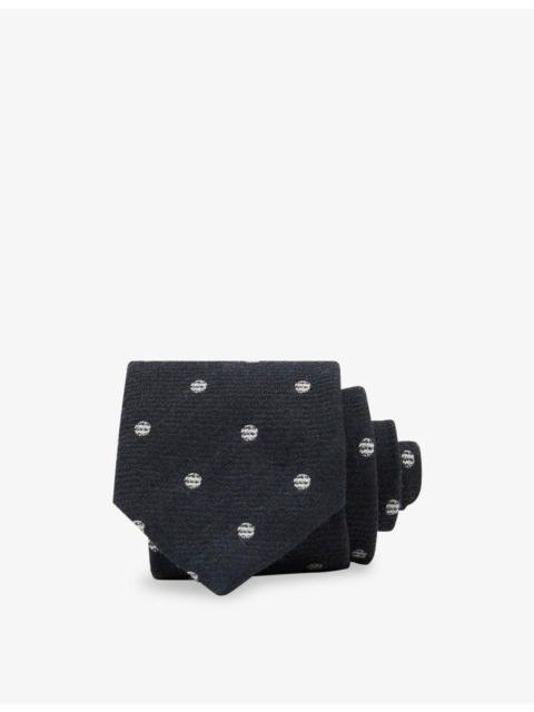 REISS Rocco Textured Polka-Dot Wool-Silk Tie