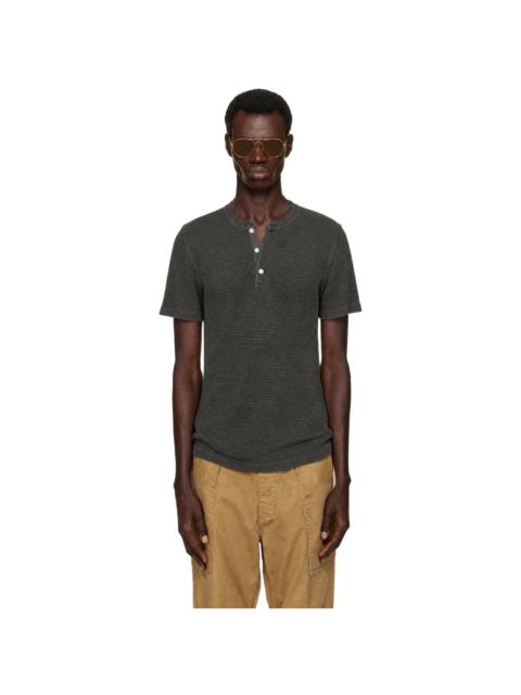 RRL by Ralph Lauren Brown Button Placket Henley