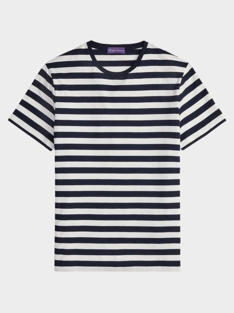 Ralph Lauren Striped Lisle-Piqué Crewneck T-Shirt