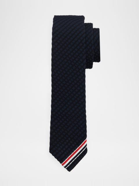 Thom Browne Men & apos;s Grosgrain-Trim Classic Wool Tie