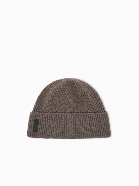 GIORGIO ARMANI RIBBED CASHMERE BEANIE WITH CUFF