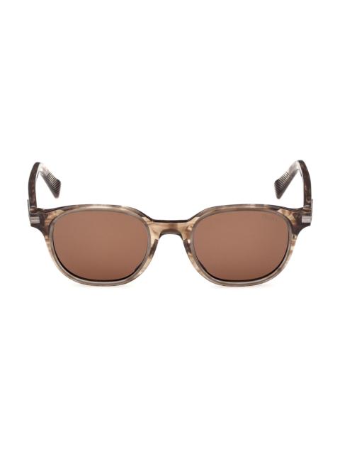 ZEGNA Men's 50MM Round Sunglasses - Dark Brown