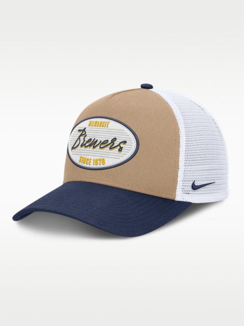 Nike Milwaukee Brewers Rise Men's Nike MLB A-Frame Trucker Adjustable Hat