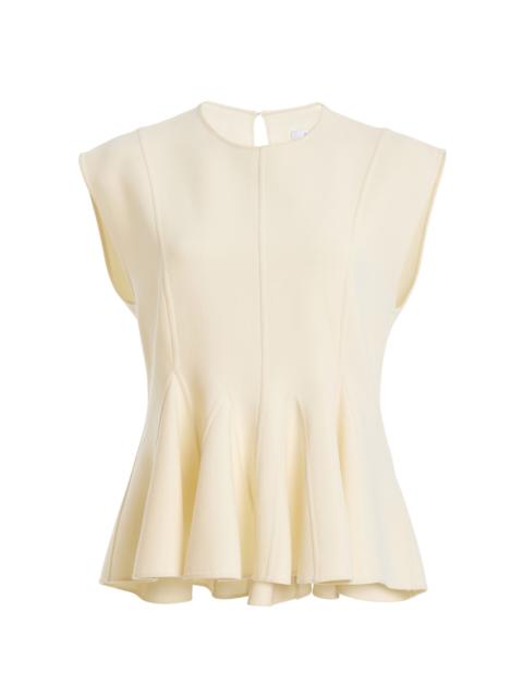 Another Tomorrow Double Face Stretch-Wool Top ivory