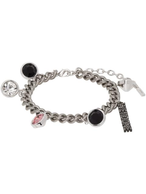 We11done Silver Crystal Stone Charm Bracelet