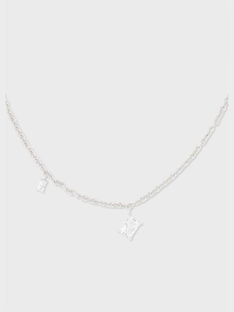 Paul Smith Cubic Zirconia and Rhodium Plated Necklace by Completedworks