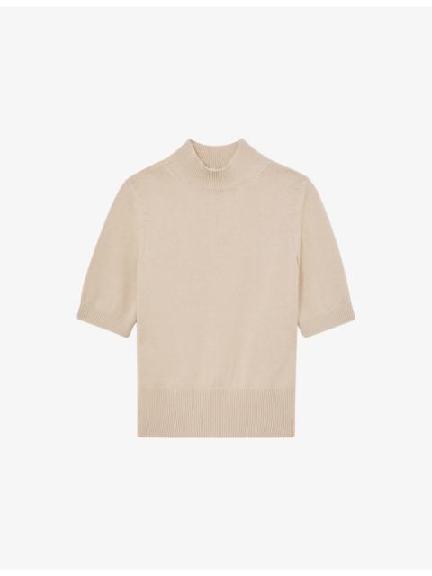 REISS Aria Funnel-Neck Cotton and Wool-Blend Jumper