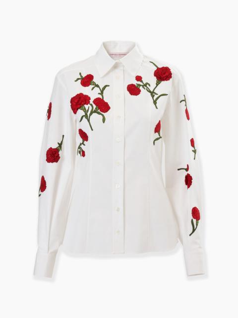 Carnation-Embroidered Shirt