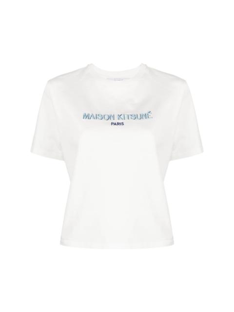 Maison Kitsuné embroidered logo cropped T-shirt