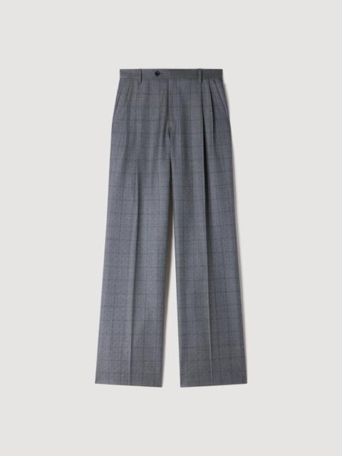 Sandro RHINESTONE CHECK WOOL TROUSERS