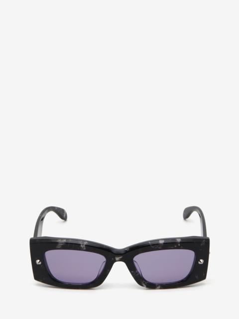 Spike Studs Rectangular Sunglasses in Havana/violet