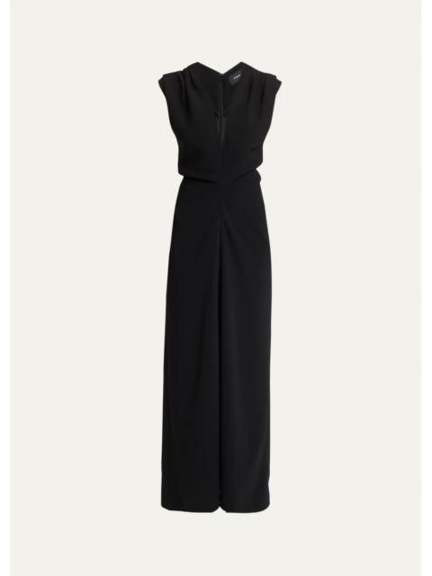 Proenza Schouler Geraldine Plunging Double Crepe Sleeveless Maxi Dress
