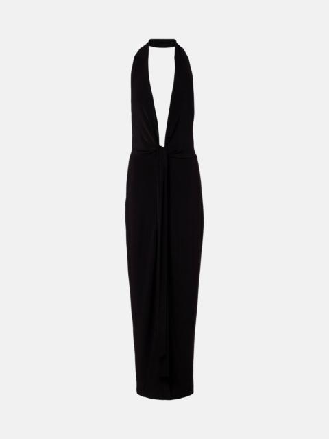 NORMA KAMALI Halterneck velvet midi dress