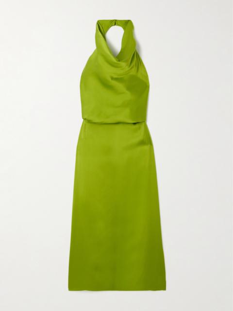 MAGDA BUTRYM Open-back Draped Silk-satin Halterneck Midi Dress