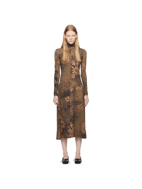 MM6 Maison Margiela Tan Floral Maxi Dress