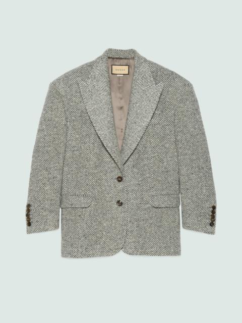 Wool jacket with padded shoulders