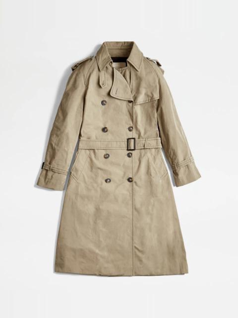 Tod's TRENCH COAT WITH REMOVABLE YOKE - BEIGE