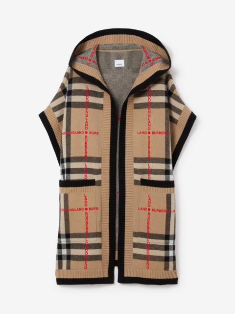 Burberry Check Wool Cashmere Hooded Cape