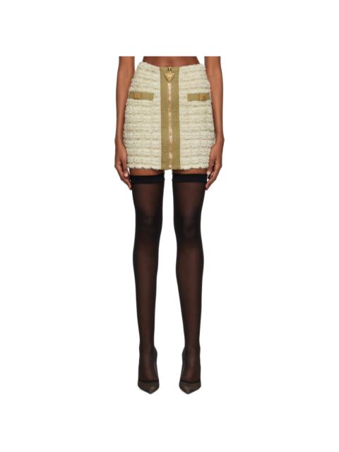 Balmain Beige Zip Miniskirt