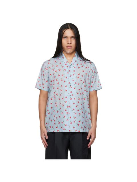 Jil Sander Blue Floral Print Shirt