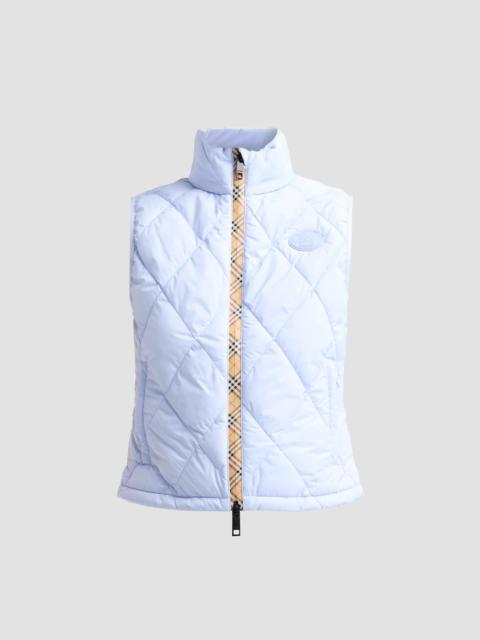Burberry Women's Cheswick Check-Placket Quilted Vest - Sunbleached Blue