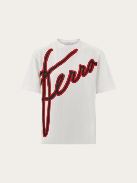 FERRAGAMO Short sleeved T-shirt with cursive logo detail