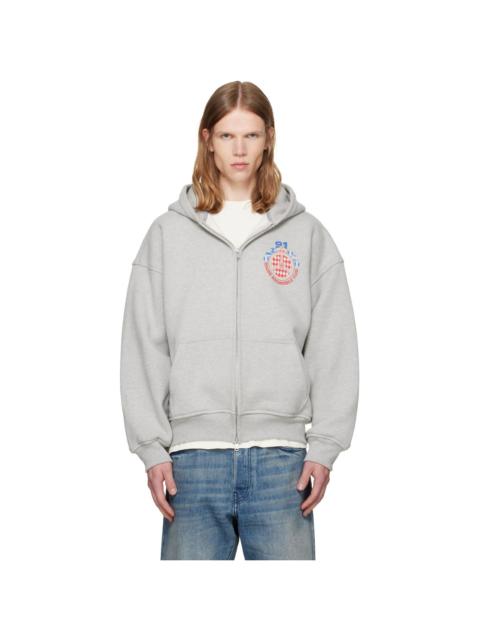 Rhude Gray 'Rhude Automobile Club' Zip-Up Hoodie
