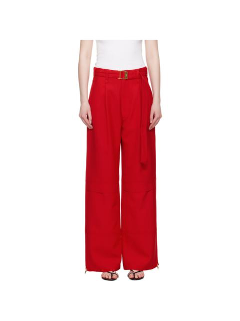AMI Paris Red Wool Cargo Pants