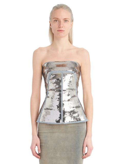 Rick Owens Strapless sequined denim bustier top