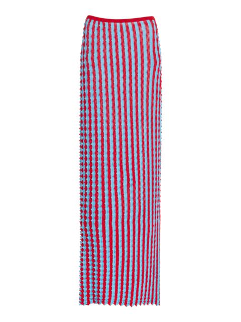 ZANKOV Capucine Textured Knit Maxi Skirt blue
