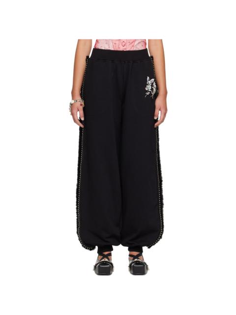 Chopova Lowena Black Fuzzy Pearl Sweatpants