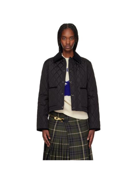 Black Cropped Quilted Nylon Jacket