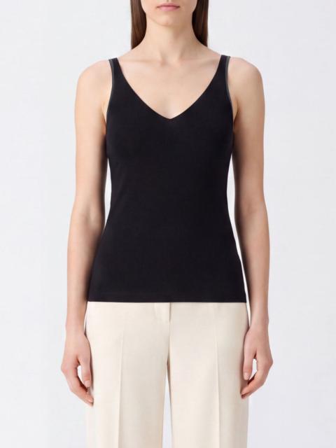 Brunello Cucinelli BRUNELLO CUCINELLI Slim Fit Stretch-Cotton Camisole Top with Monili Detail