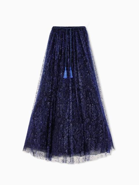 GIORGIO ARMANI LONG SKIRT IN TULLE AND RHINESTONES