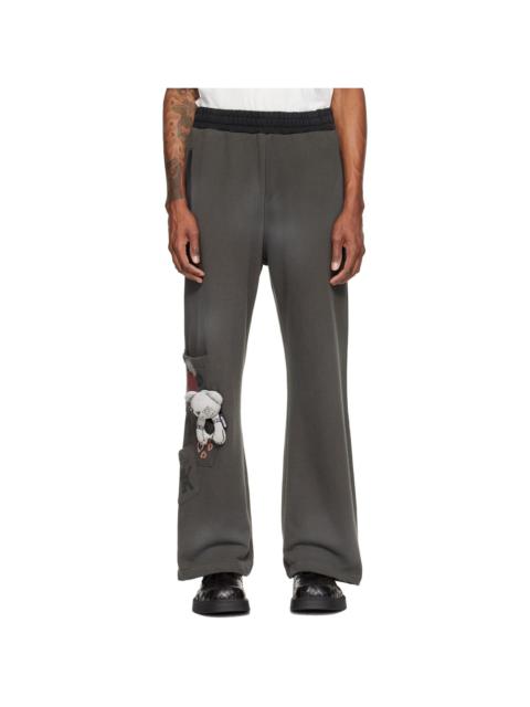We11done Gray Washed Doodle Teddy Sweatpants