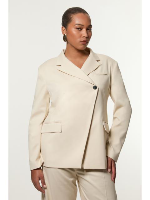KAREN MILLEN Plus Size Soft Structured Asymmetric Tailored Single Breasted Blazer
