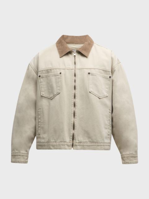 FRAME Men's Canvas Trucker Jacket with Contrast Collar