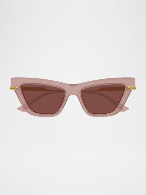 Bottega Veneta Logo Mixed-Media Cat-Eye Sunglasses
