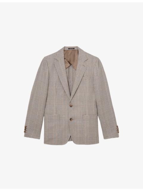 REISS Epsom Checked Linen-Blend Blazer