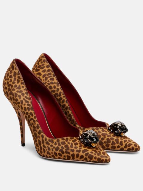 Valentino Pas De Chat leopard-print calf hair pumps