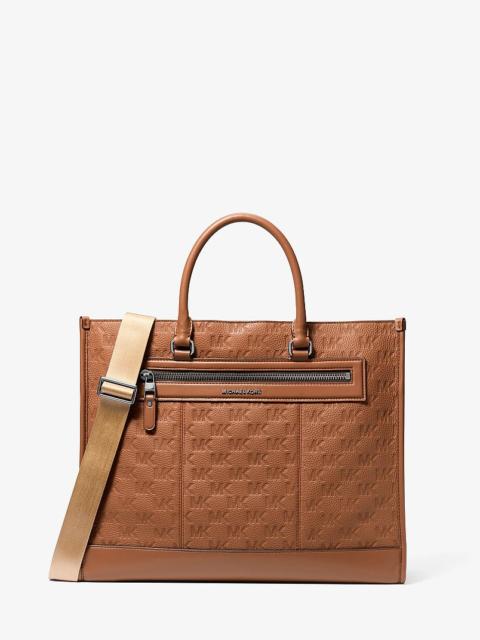 MICHAEL KORS Jet Set Logo Embossed Leather Tote Bag
